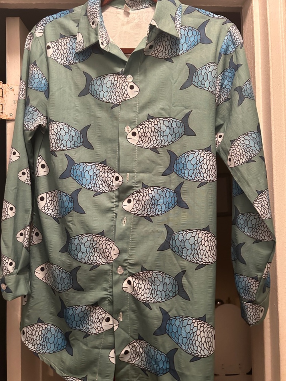 Printed  Long Sleeve Button down fish print